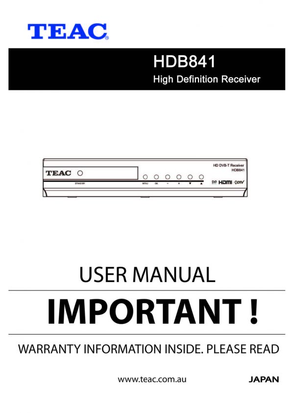 TEAC HDB841 Instruction Manual
