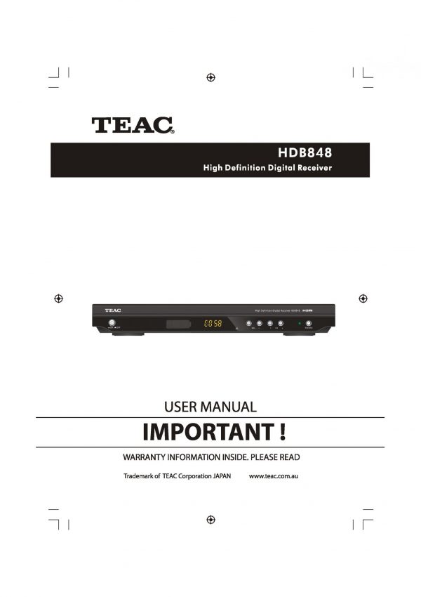 TEAC HDB848 Instruction Manual