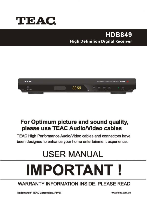 TEAC HDB849 User Manual