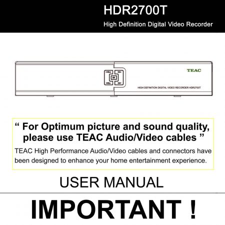 TEAC HDR2700T Instruction Manual