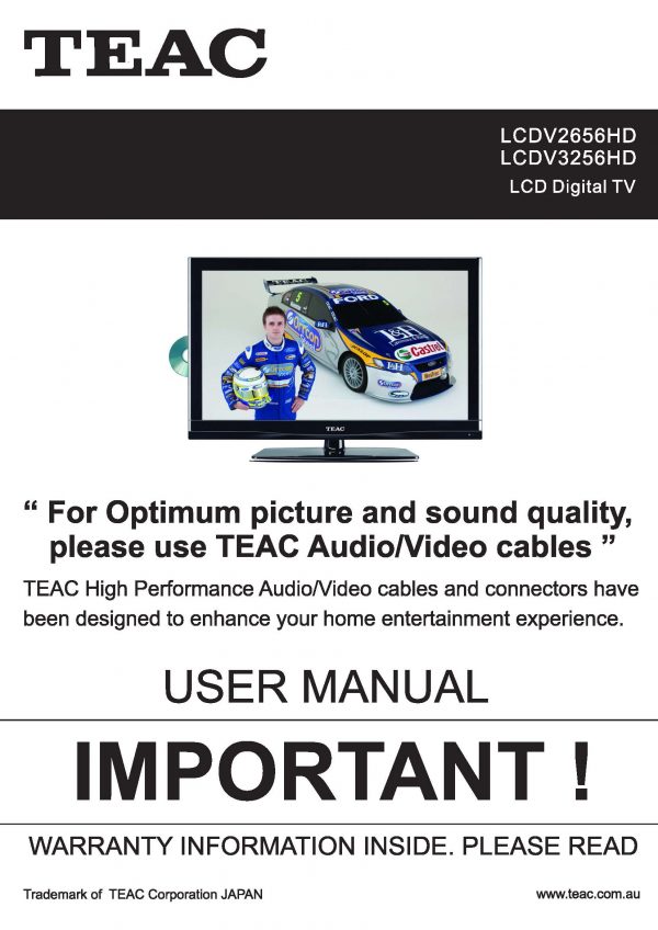 TEAC LCDV2656HD&LCDV3256HD User Manual