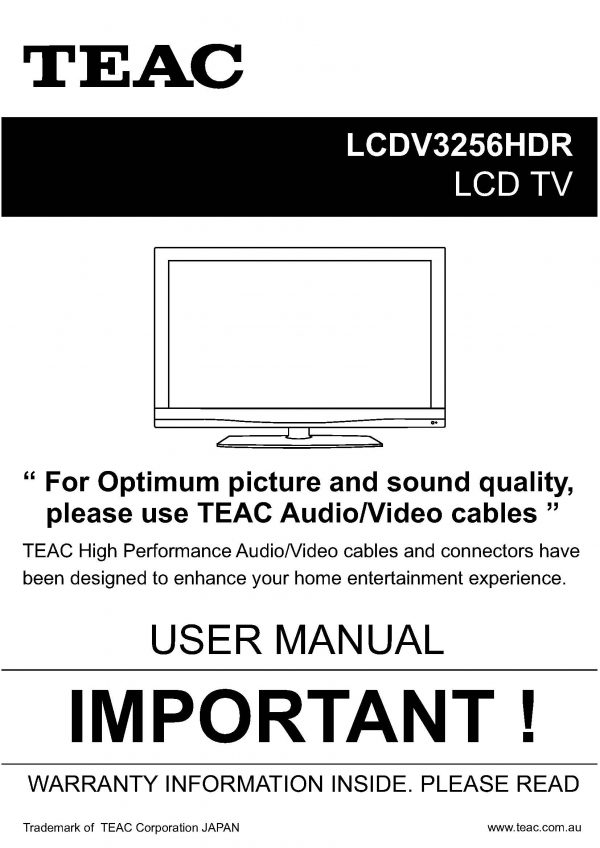 TEAC LCDV3256HDR User Manual