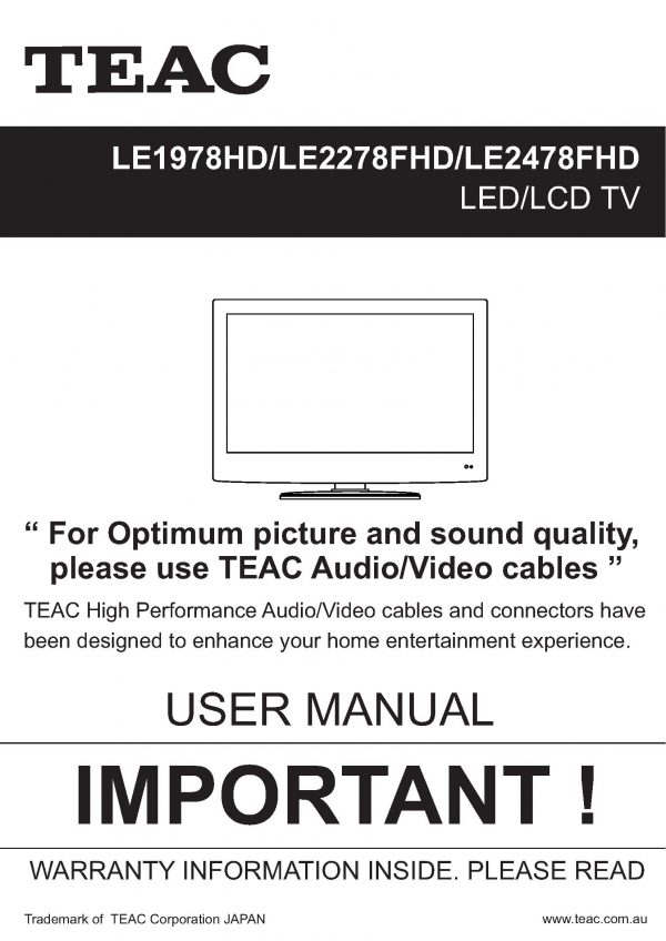 TEAC LE1978HD 2278FHD 2478FHD User Manual