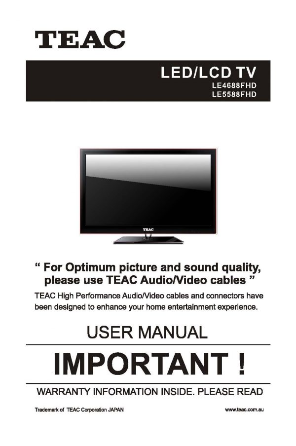 TEAC LE4688FHD LE5588FHD User Manual
